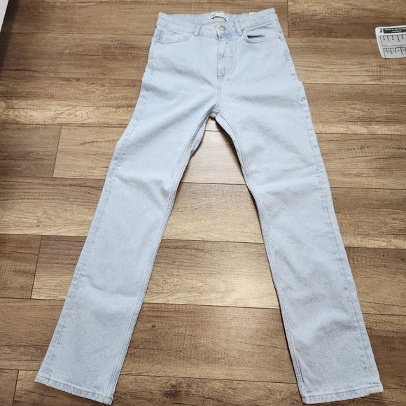 Zara high-rise straight leg denim light wash jeans Full-length women's EU 40 / 8 - Picture 5 of 16